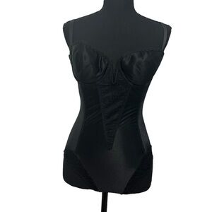 Vintage Victoria’s Secret Teddy Bodysuit Black Lace Lingerie Coquette Size 36B